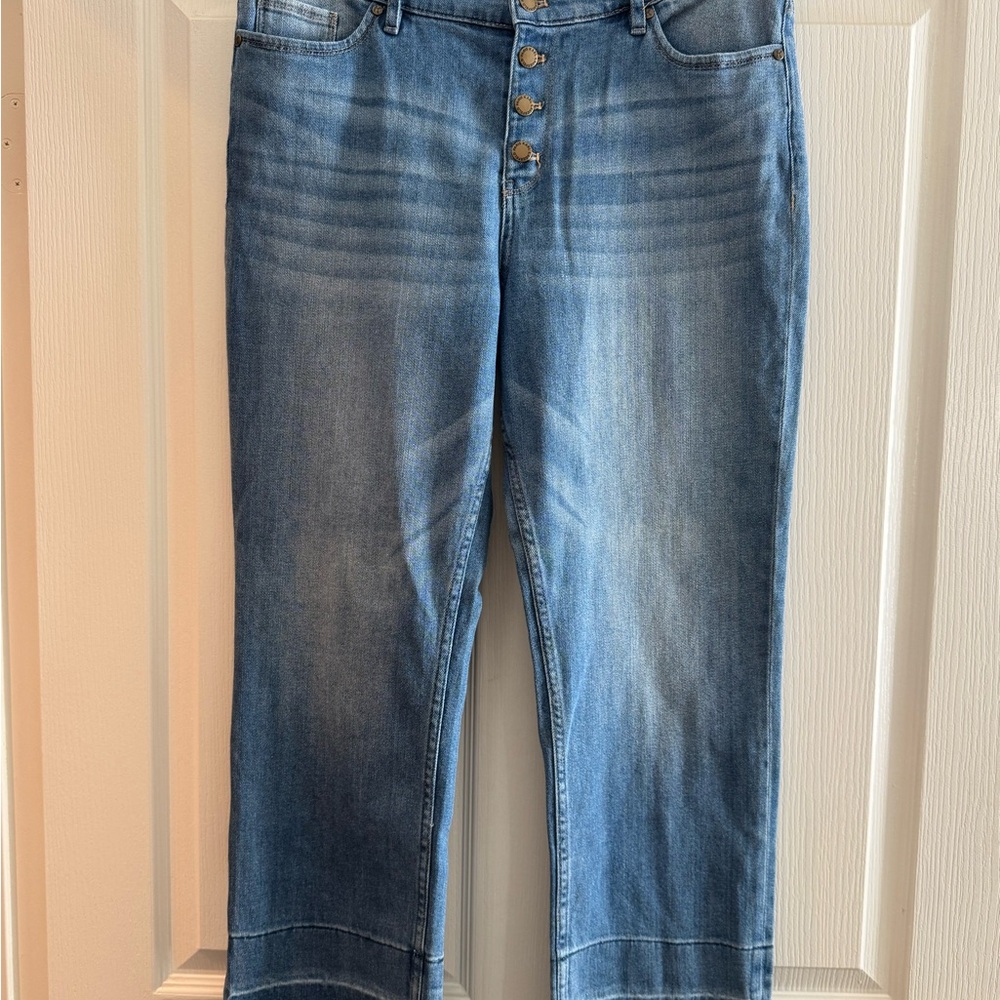 Karl Lagerfeld Light Blue Raw Hem Cropped Jeans